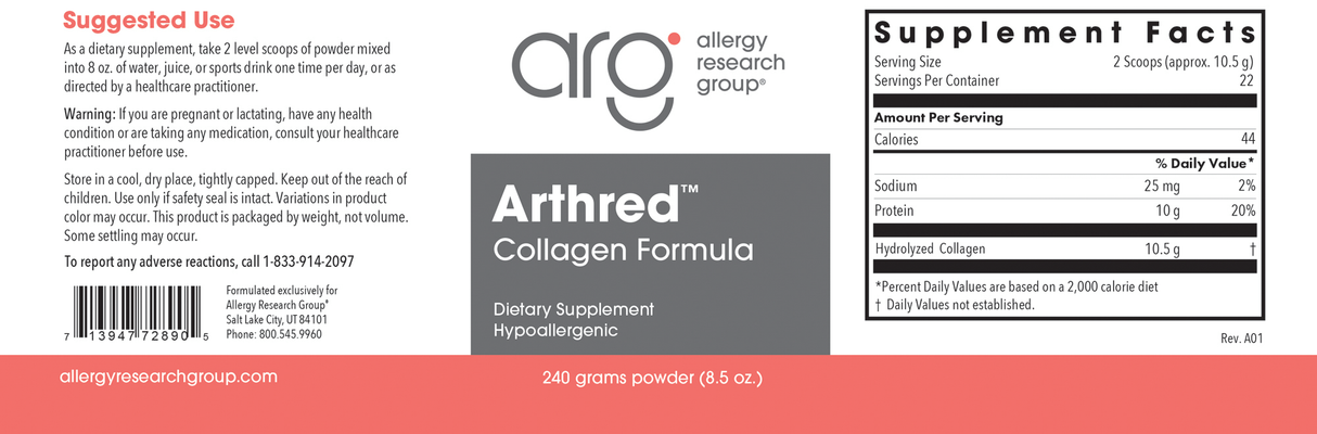 Arthred Collagen Formula 8.5 Oz (240g) Powder