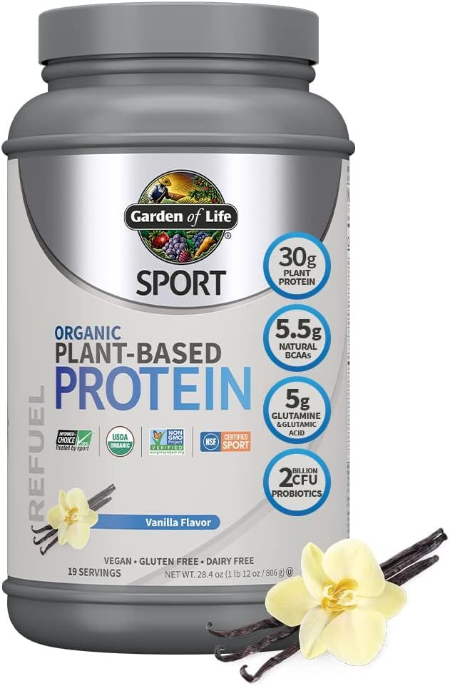 SPORT Organic Plant-Based Protein 28.4 oz (1 lb 12 oz / 806 g) Powder Vanilla