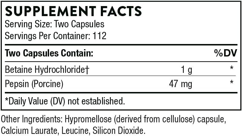 Betaine HCL & Pepsin Veggie Caps