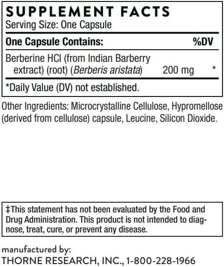 Berberine (formerly Berbercap) 200 MG 60 Veggie Caps