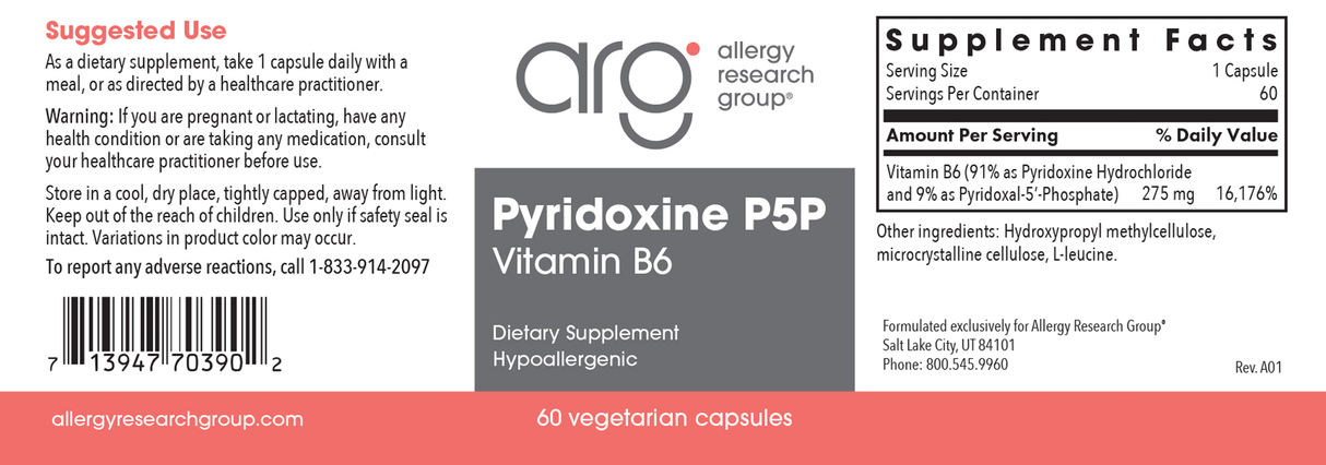 Pyridoxine P5P (B-6) 60Veggie Caps