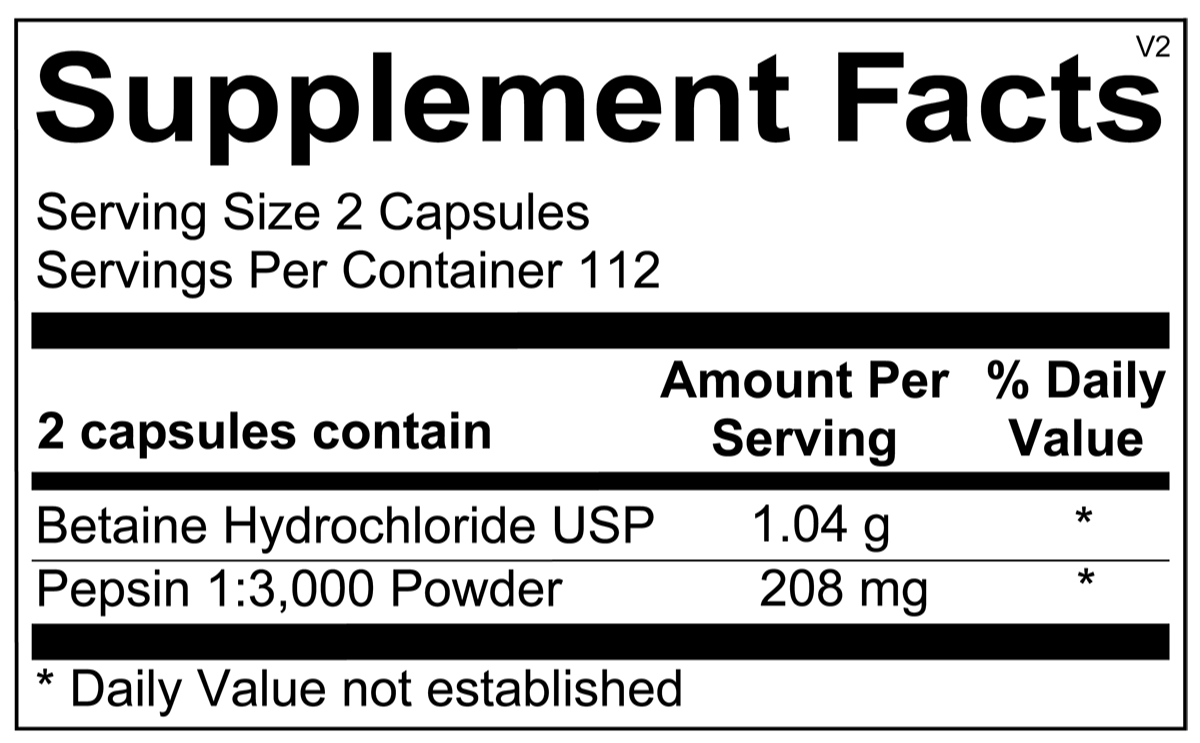 Betaine & Pepsin 225 Capsules