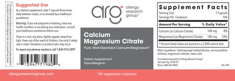 Calcium Magnesium Citrate 100 caps