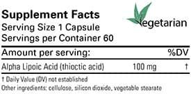 Alpha Lipoic Acid 100 MG 60 Capsules