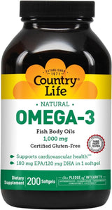 Omega-3 Fish Oil 1000 MG 200 Softgels