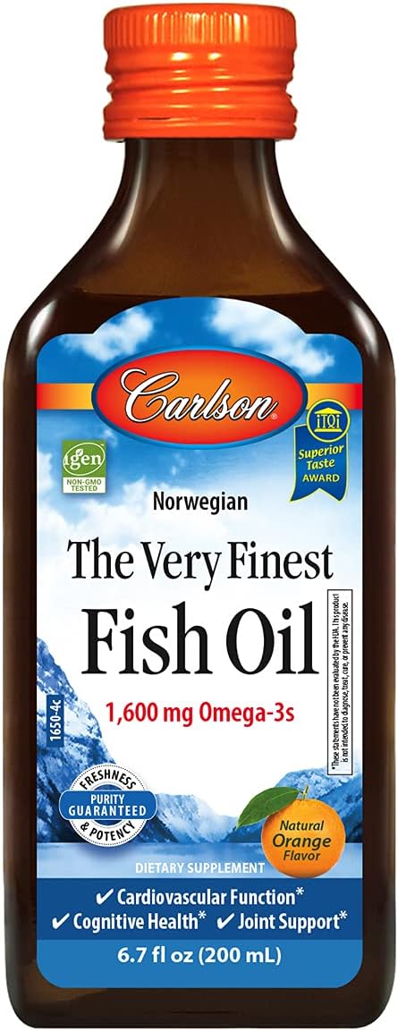 Carlson, Very Finest Fish Oil Omega-3's DHA & EPA (Orange) 6.7 oz Liquid