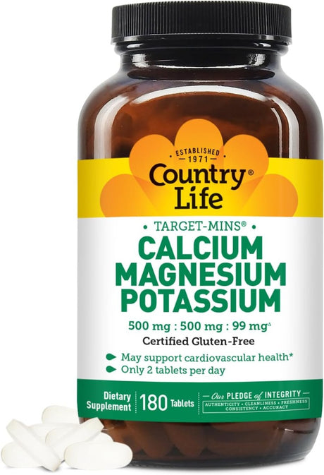 Country Life, Target Mins Calcium Magnesium Potassium 180 Tablets