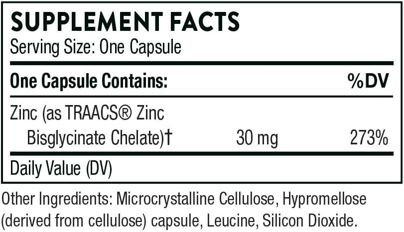 Zinc Bisglycinate 30 Mg 60 Capsules