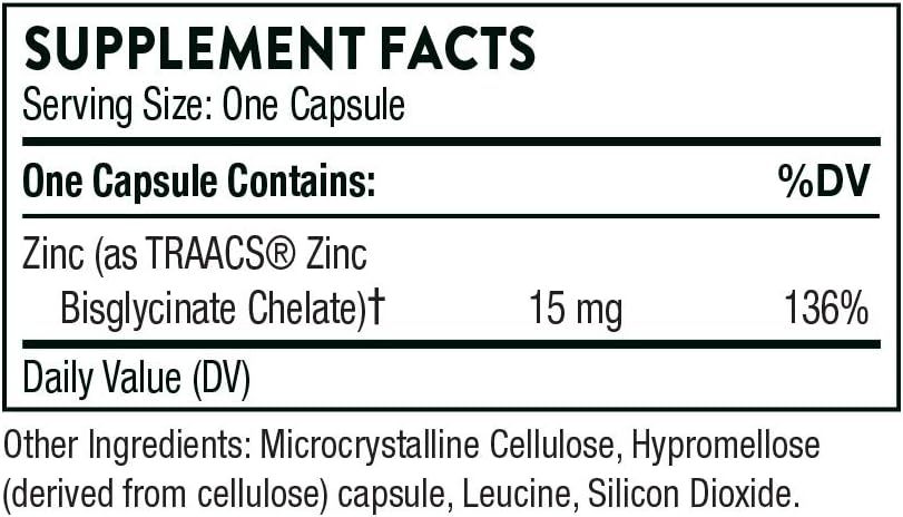 Zinc Bisglycinate 15 MG 60 Capsules