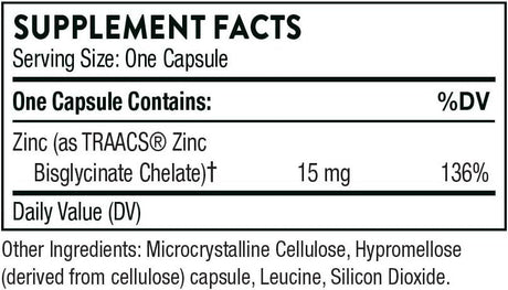 Zinc Bisglycinate 15 MG 60 Capsules