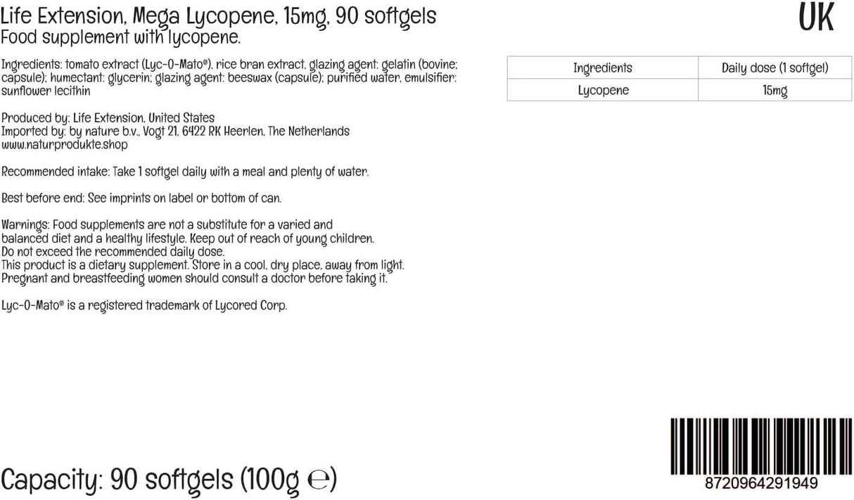 Mega Lycopene Extract 15 MG 90 Softgels