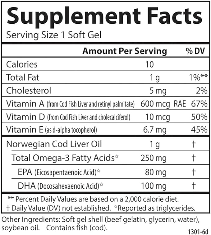 Cod Liver Oil 100 Softgels