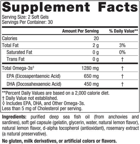 Ultimate Omega 1280 MG 60 Softgels Lemon