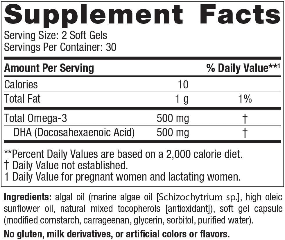 Vegan Prenatal DHA 500 Mg 60 Veggie Softgels Unflavored