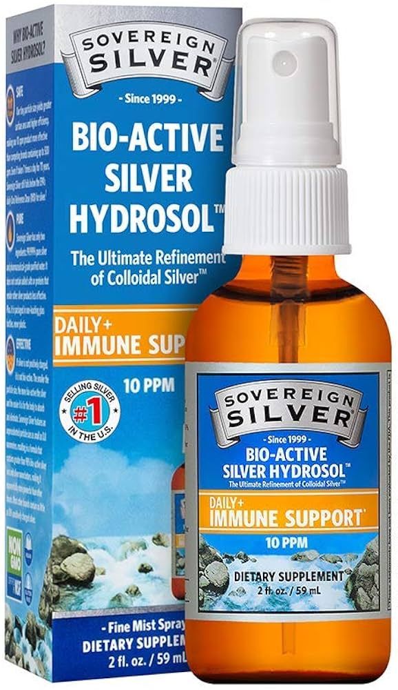 Bio-Active Colloidal Silver Hydrosol Fine Mist Throat Spray 10 PPM 2 Oz Spray