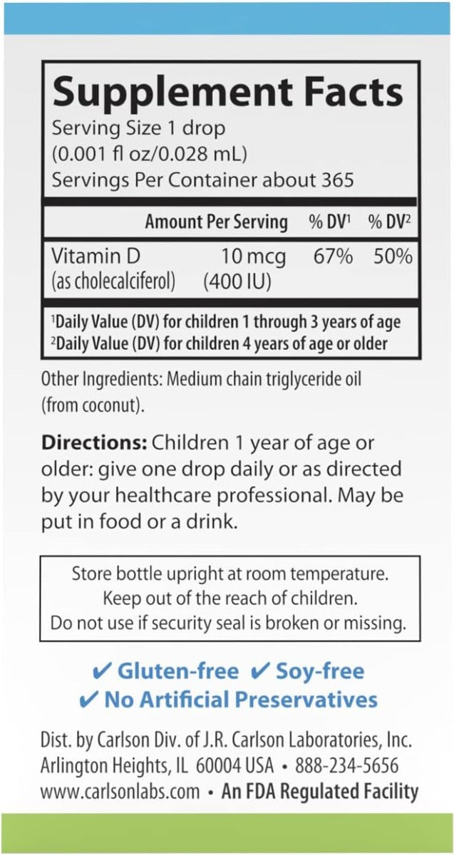 Super Daily D3 for Kids 400 IU 365 Drops