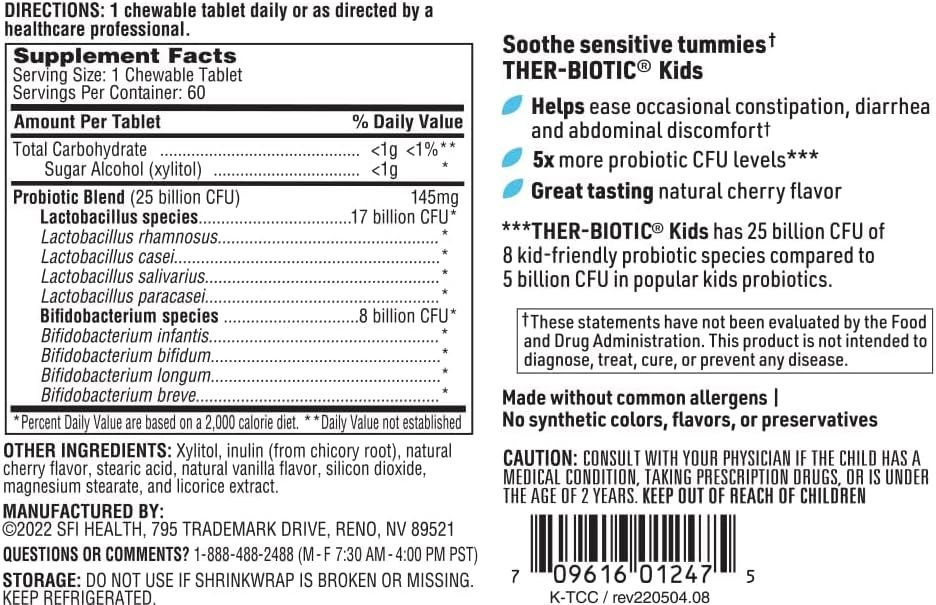 Ther-Biotic Kids (FKA Children’s Chewable) 60 Chewable Tablets