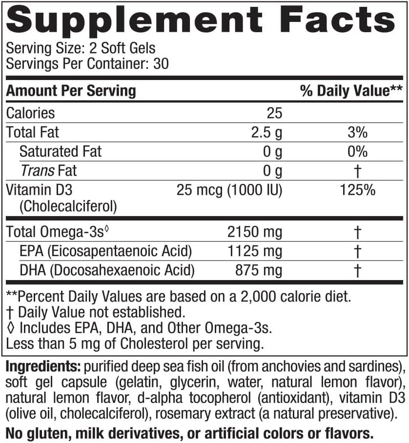 Ultimate Omega 2x with Vitamin D3 60 Softgels Lemon