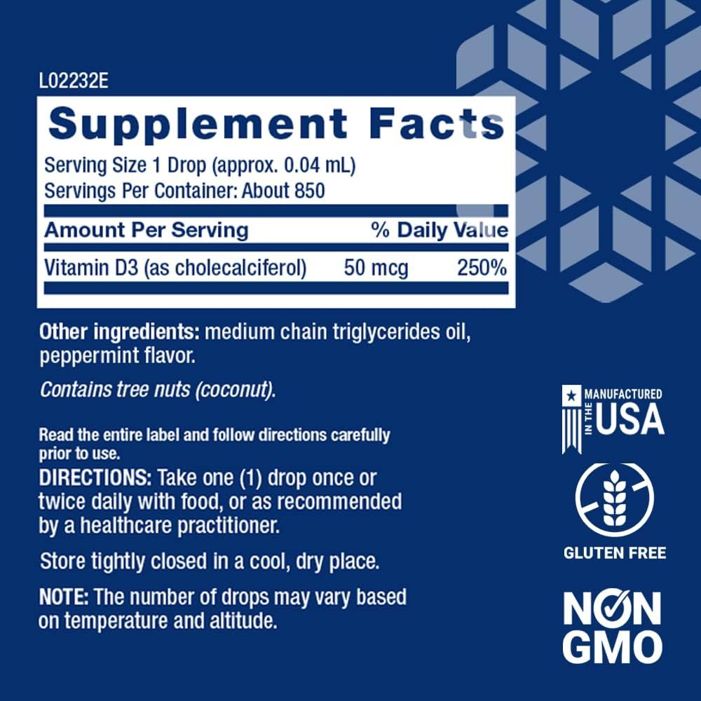 Liquid Vitamin D3 2000 IU 1 Oz Liquid Mint