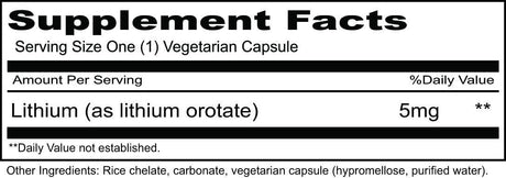 Lithium 5 MG 250 Veggie Caps