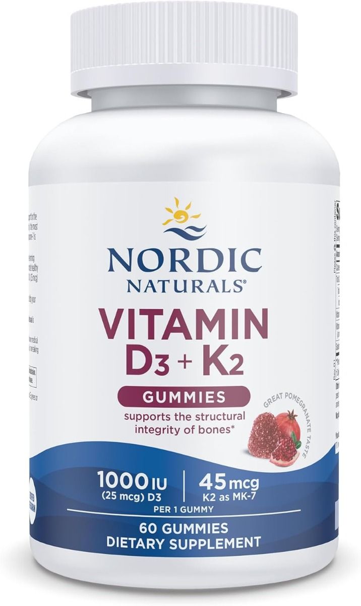 Vitamin D3 + K2 Gummies 1000 IU 60 Gummies Pomegranate