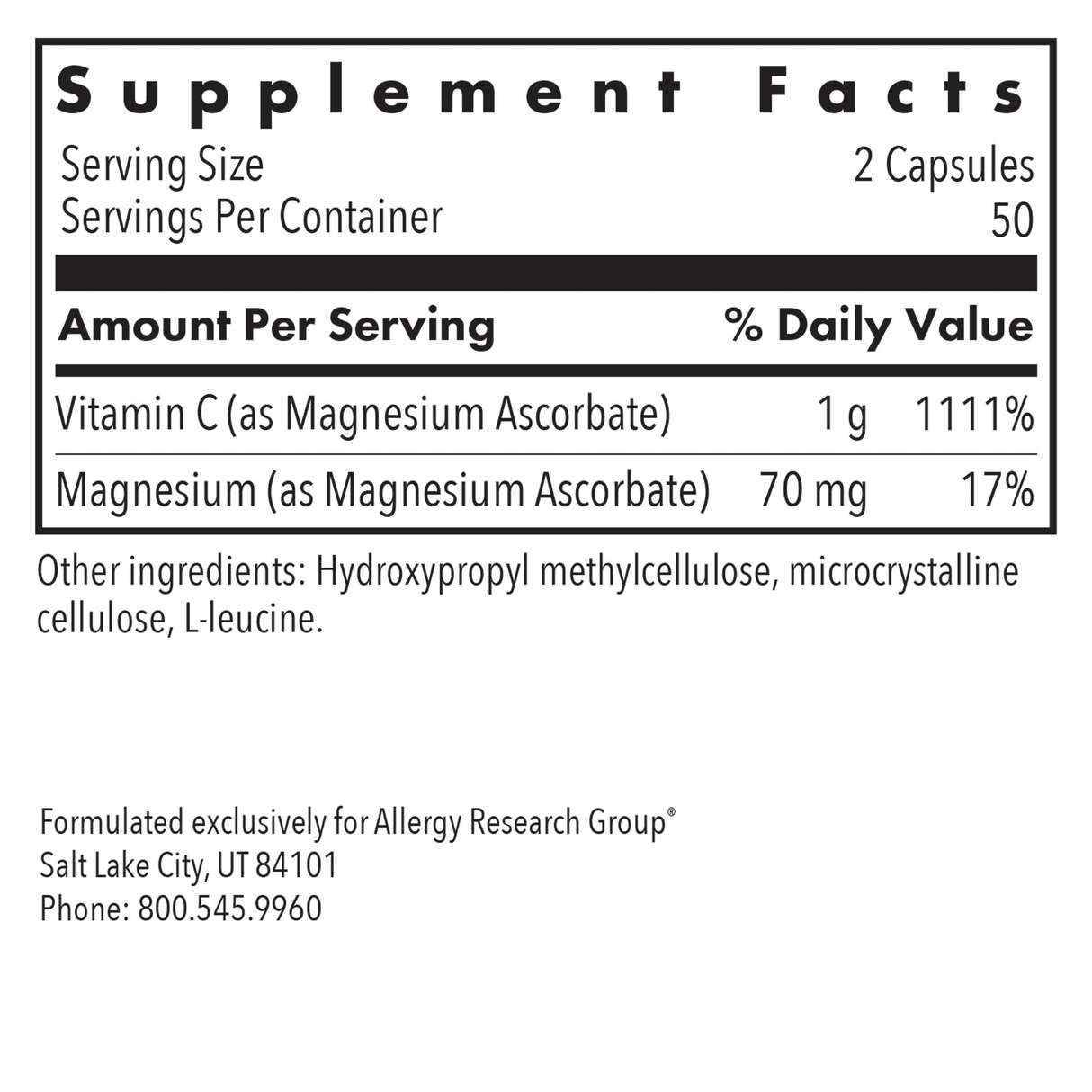 Magnesium Ascorbate 100Veggie Caps