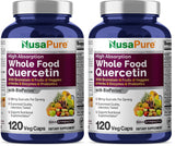 NusaPure Quercetin with Bromelain 500mg |120 Veggie Caps | 43 Fruit Veggie Grain Herbs Enzyme Probiotic Blend | Non-GMO, Vegan, Bioperine