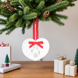 Pawprints Keepsake Hanging Holiday Ornament, Heart Shape