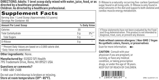 D-Ribose Powder 60 Servings