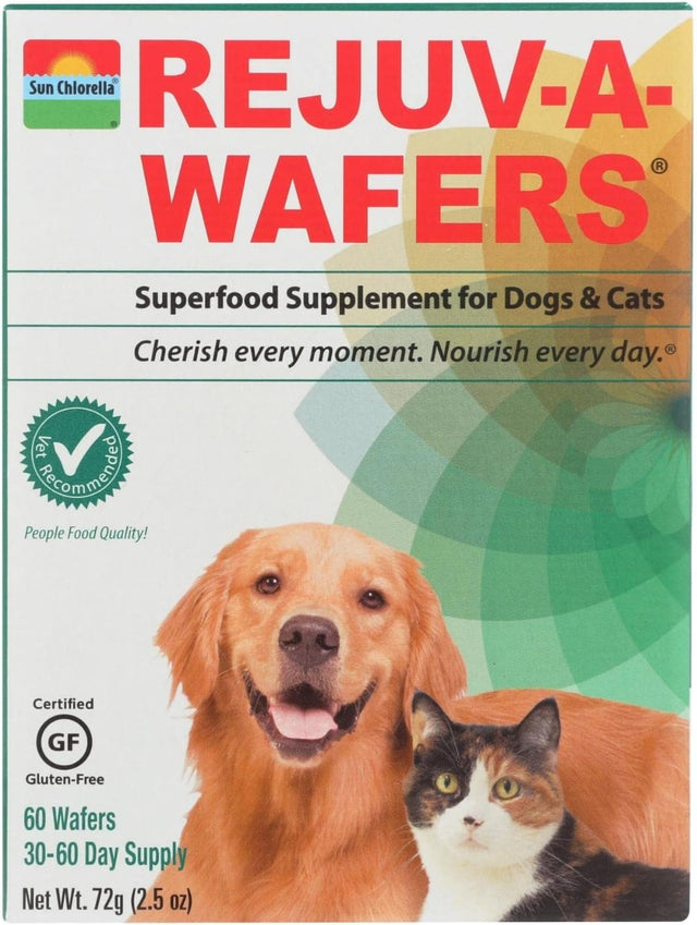 Sun Chlorella, Rejuv-A-Wafers Superfood Supplement for Dogs and Cats - 60 Wafers