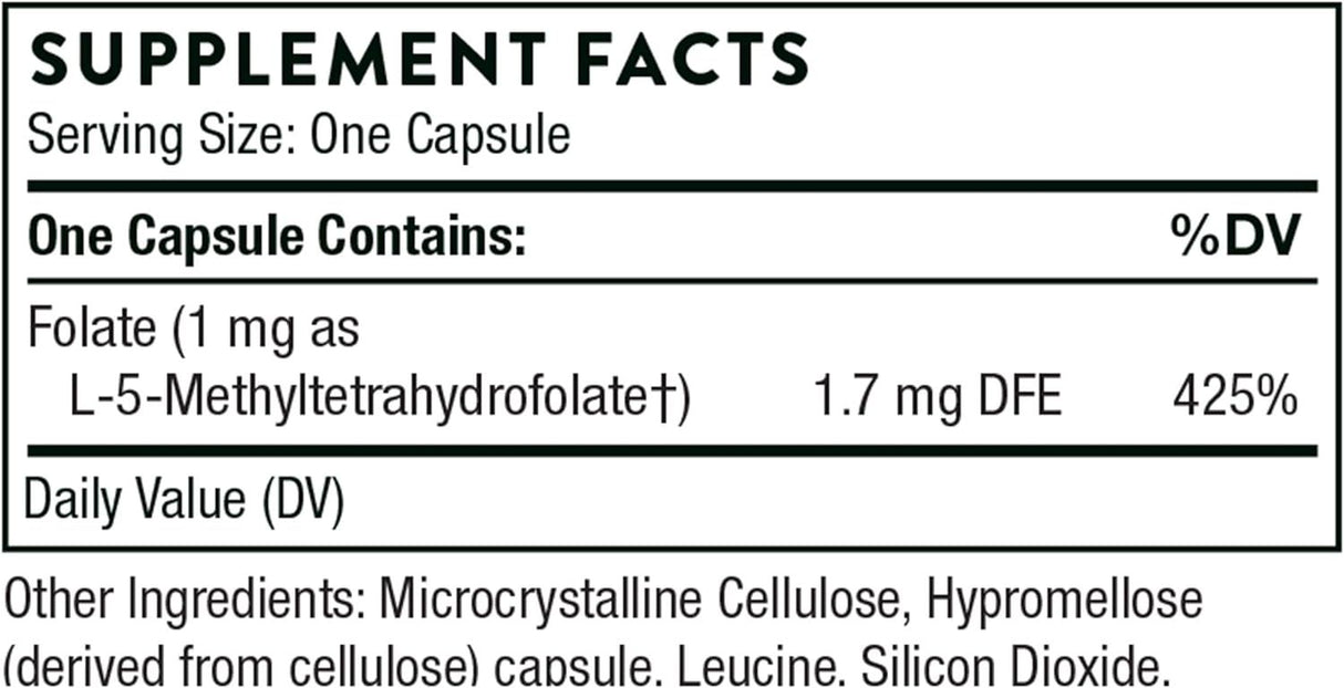 5-MTHF 1mg 1 MG 60 Veggie Caps