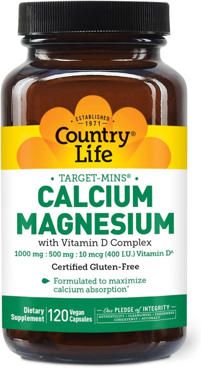 Country Life, Target Mins Calcium Magnesium With Vitamin D Complex 120 Capsules