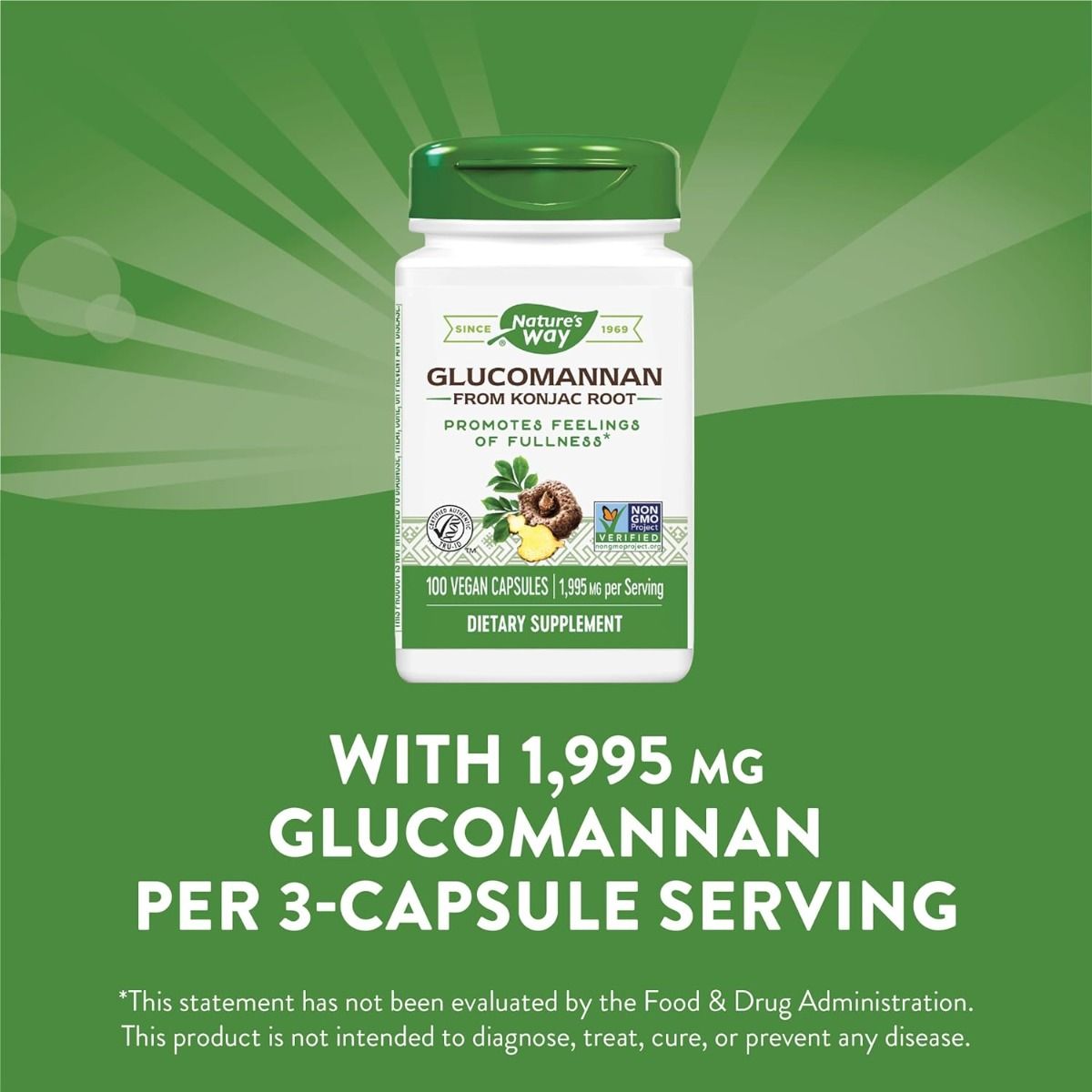 Glucomannan From Konjac Root 100 Capsules