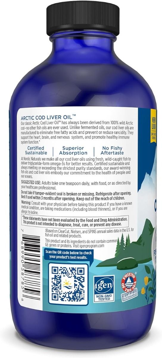 Arctic Cod Liver Oil 8 Oz Liquid Lemon