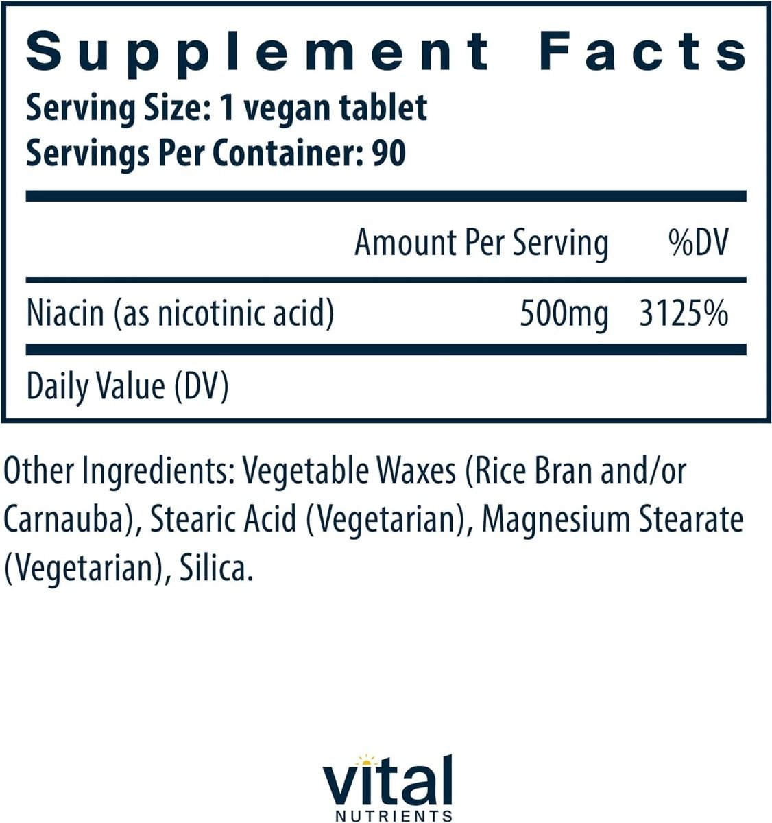 Niacin 500 MG 90 Tablets