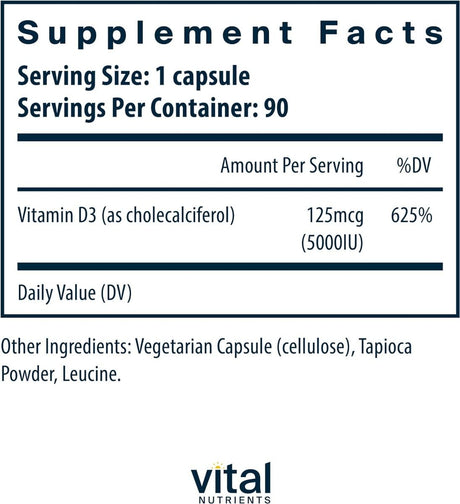 Vitamin D3 5000 IU 90 Veggie Caps