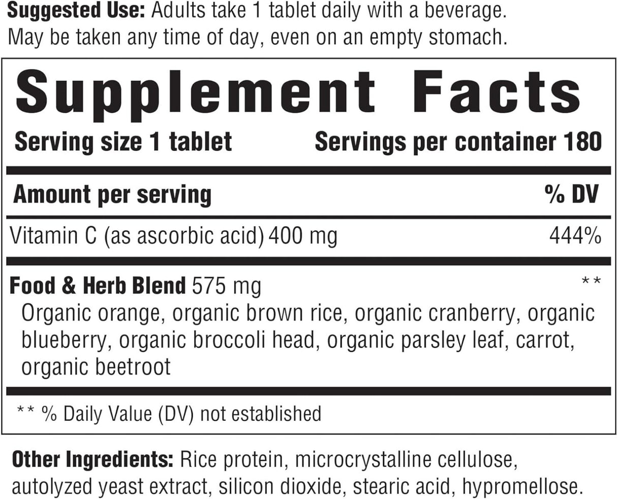 Vitamin C-400 (ascorbic acid with organic orange) 400 MG 180 Tablets