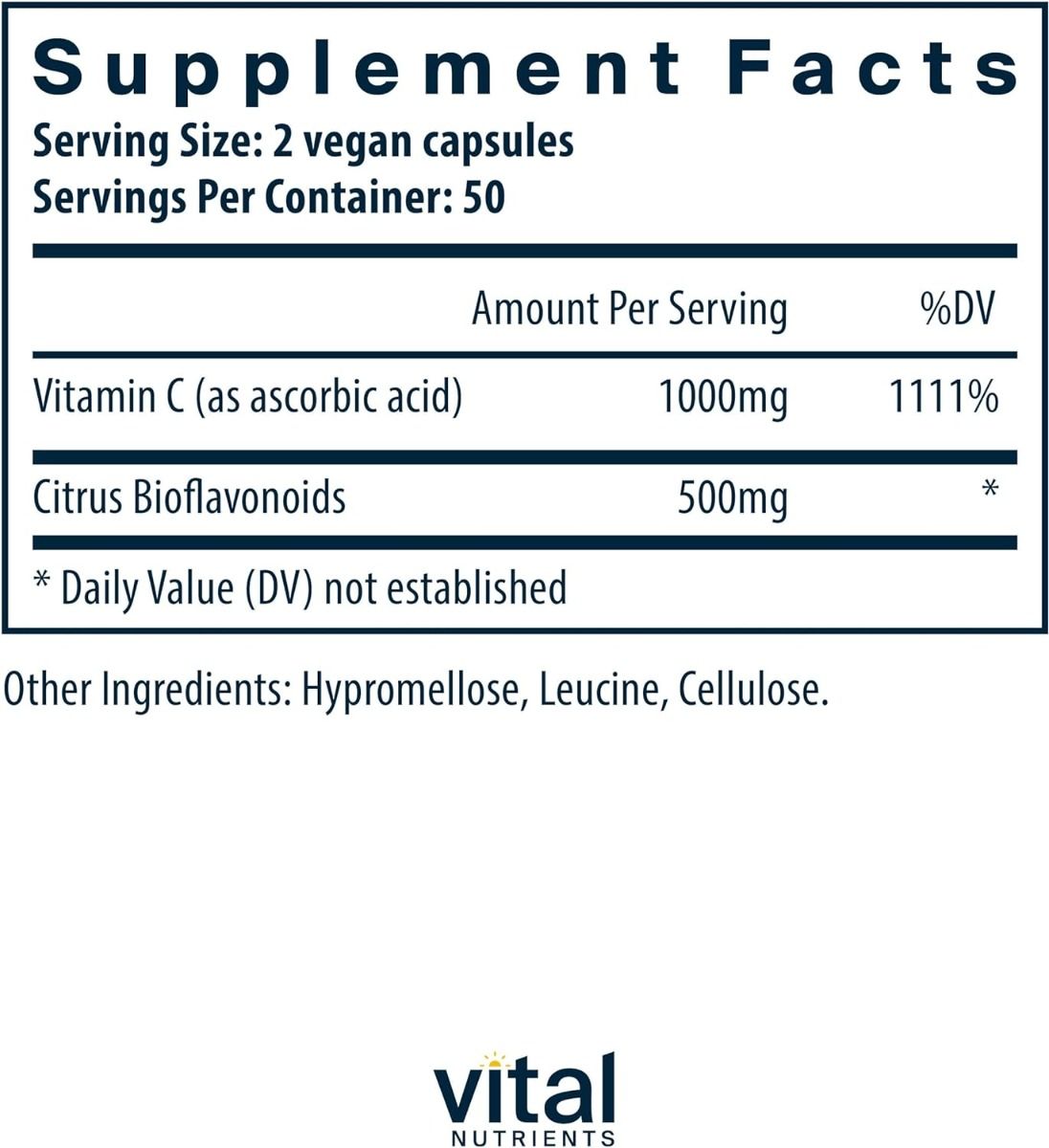 Vitamin C With Bioflavonoids 500 MG/250 MG 100 Capsules