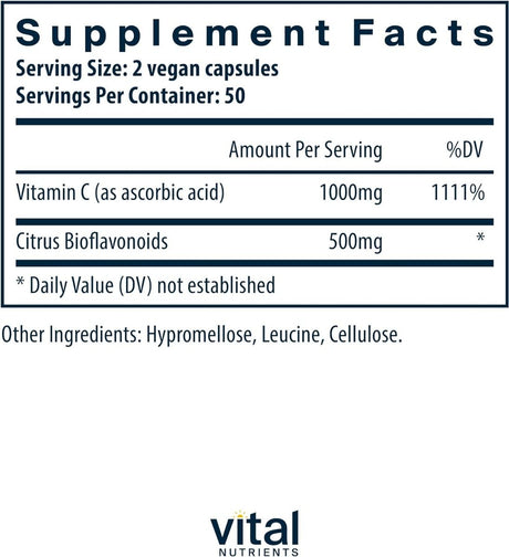 Vitamin C With Bioflavonoids 500 MG/250 MG 100 Capsules