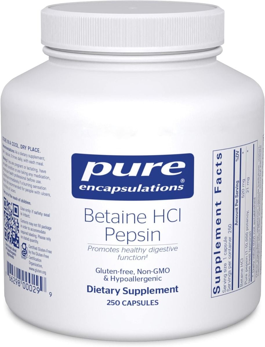 Betaine HCL Pepsin 250 Veggie Capsa