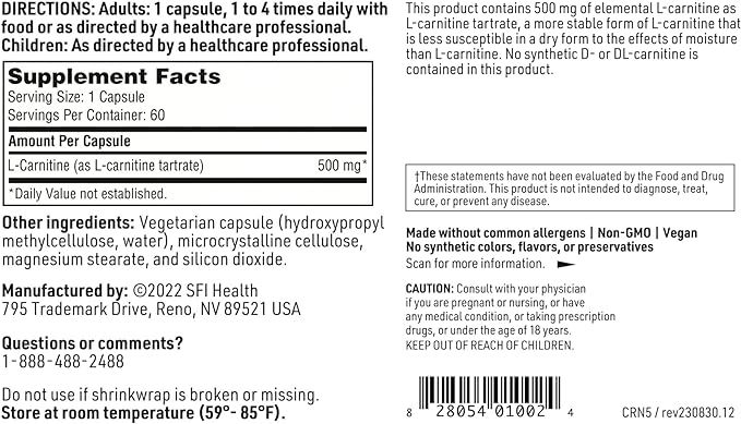 L-Carnitine Tartrate 60 Capsules