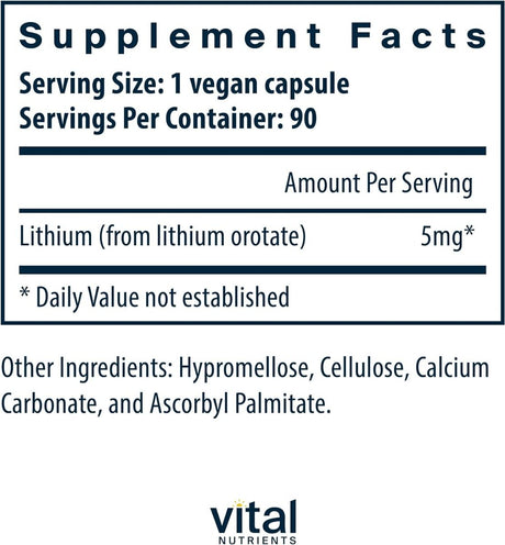 Lithium Orotate 5 MG 90Veggie Caps