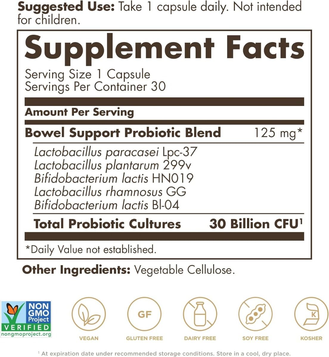 Advanced Bowel Support Probiotic 30 Billion 30Vegan Capsules