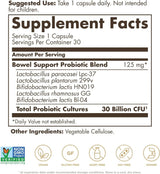 Advanced Bowel Support Probiotic 30 Billion 30Vegan Capsules