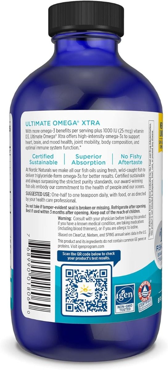 Ultimate Omega Xtra 8 Oz Liquid Lemon