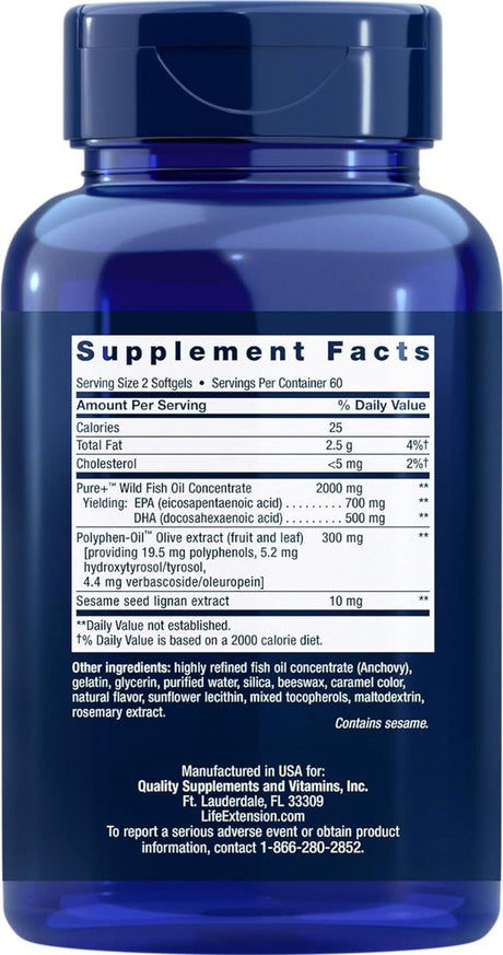 Super Omega-3 EPA/DHA with Sesame Lignans & Olive Extract Softgels