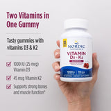 Vitamin D3 + K2 Gummies 1000 IU 60 Gummies Pomegranate