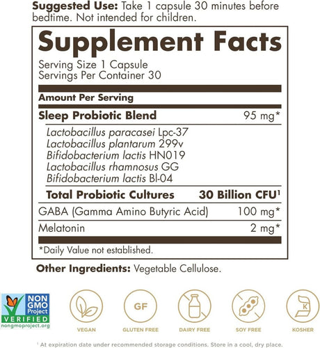 Advanced Sleep Support Probiotic 30 Billion 30Vegan Capsules