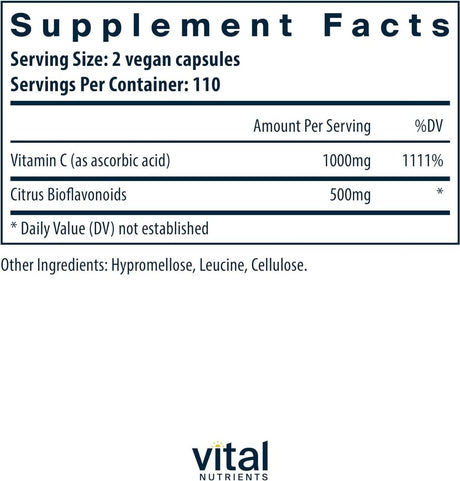 Vitamin C With Bioflavonoids 500 MG/250 MG 220 Capsules