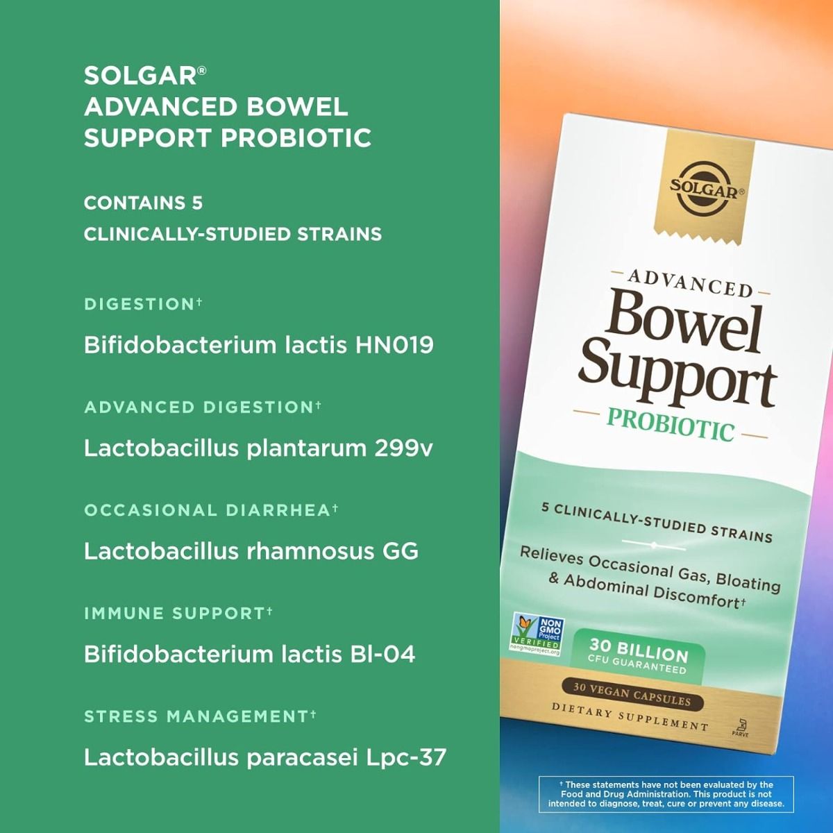 Advanced Bowel Support Probiotic 30 Billion 30Vegan Capsules